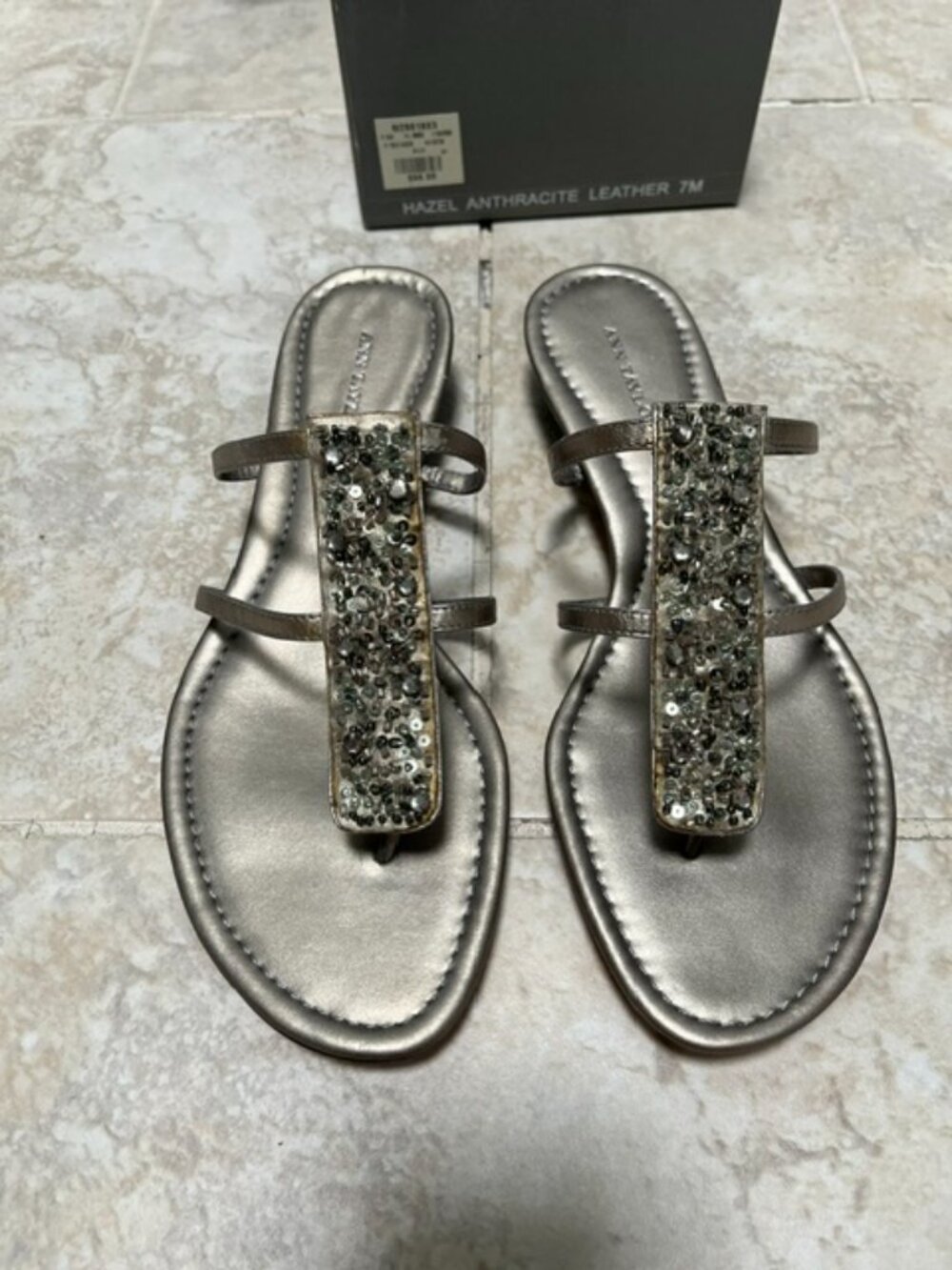 Ann Taylor Metallic Leather with Embellishment Flat Size 7
